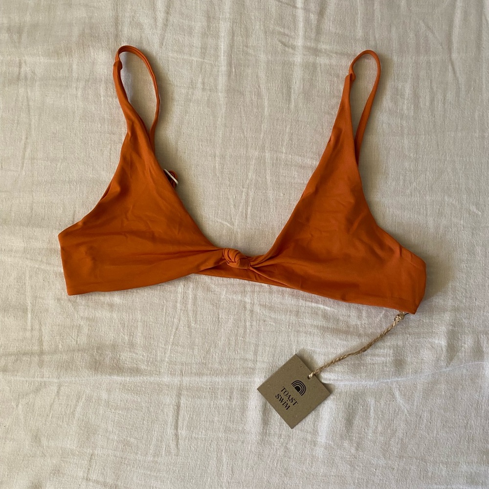 Toast Swim Triangle Bikini Top in Rust